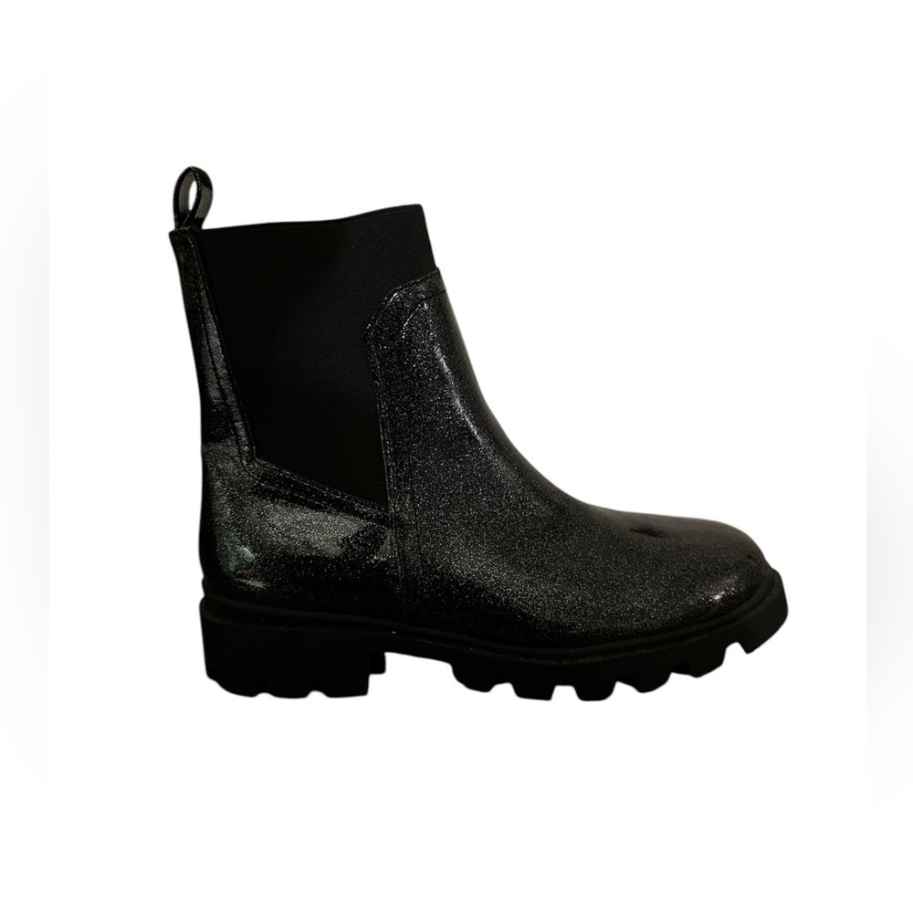 NWOT Dolce Vita Black Glitter Combat Rain Boots Size 5